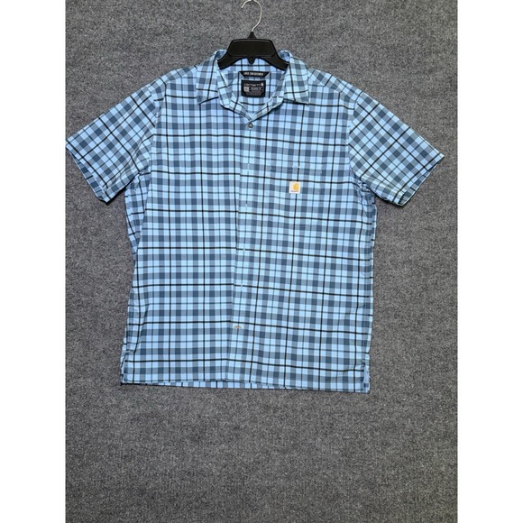 Carhartt Other - Carhartt Force Sun Defender Blue Plaid Shirt L Relax Fit Button-Up Camp Fishing